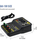 Portable USB Mini Audio Mixer With 2 Channel Sound Card And 48V Phantom Power, compact with dimensions shown.