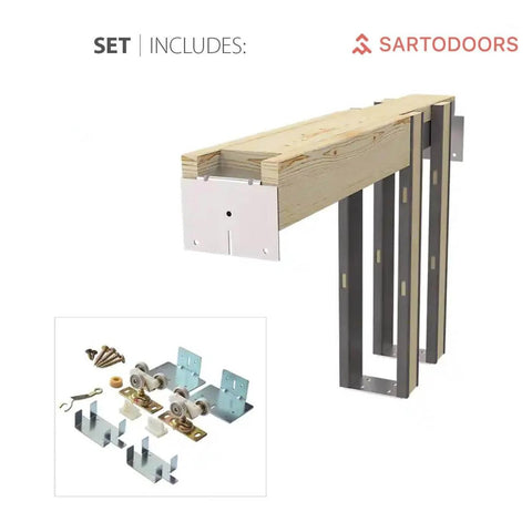 Quadro 4088 Sliding Interior Door Kit With Black Matte Frosted Glass Pocket Door 36 By 96 Inches Solid MDF Core Frame and Hardware