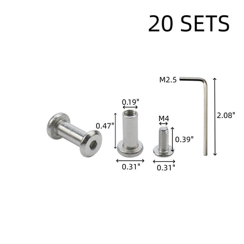 Top Tier 20 Piece M4 X 10 Millimeter Socket Cap Bolts And Secure Thread Binding Post Screws Crafted From Rust Resistant Stainless Steel With A Sweet Match M2.5 Hex Key For No Sweat Assembly components with sizes shown
