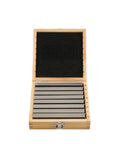 Precision Alloy Steel Parallel Blocks Set Featuring Eight Heavy Duty Pairs for CNC milling in a wooden storage case.