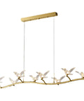 Badass Brass Bird Pendant Light Slick Modern Ceiling Fixture With Ultra Smooth Lighting And Zero Glare For Restaurants Bedrooms Offices And Hotel Hallways Game Changing Room Decor with clear bird shapes and brass finish.
