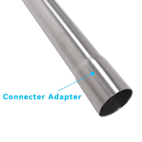 Close-up of Two Point Five Inch Stainless Steel Exhaust Pipe T304 Mandrel Bent Tubing For Cars showing universal connector adapter