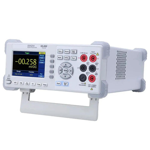 Rugged Desktop Digital Multimeter True RMS 55000 Counts with 3.7 Inch High Resolution Screen and US Plug, front angle view