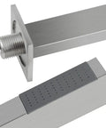 Close-up of Rainfall Shower System Bundle With 10 Inch Concealed Wall Mount Head, showing brushed nickel finish and details.
