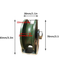 U-groove wheel caster, heavy-duty green cast iron with bolt, for sliding door track (4 pcs)
