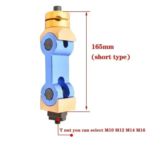 Universal Adjustable M10 M12 M16 Workpiece Stop Positioner For Cnc Mill And Lathe Machines, 165mm short type in blue and gold.