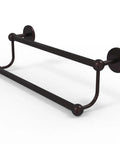 Prestige Skyline Collection 36 Inch Double Towel Bar In Satin Nickel, Solid Brass Construction, angled view against white background