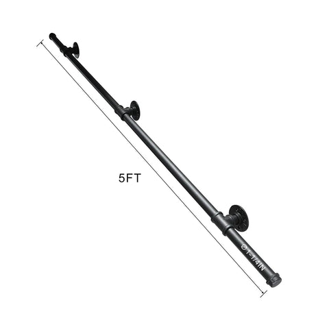 Rock Solid Five Foot Indoor Outdoor Stair Handrail Wall Mount Industrial Pipe Style Galvanized Steel Railing