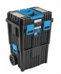 Heavy-Duty Modular Tool Box With Rolling Rubber Casters And Quick Release Carrier, Thirty Kilogram Load Spec for tough garage use.