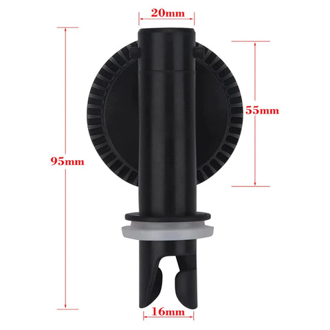 Air Pressure Gauge For Inflatable Boats And Kayaks No Fuss Kayak Barometer With 6 Hole And 8 Hole Valve Adapters Easy Install Nylon Mount For Rafts And Boards Accurate Pressure Readings, side view of valve adapter with measurements 95mm by 16mm by 55mm 