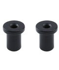 Two black connectors from Six Piece Sliding Barn Door Wall Track Spacers Hardware Connector Set Made From Hardened Carbon Steel With POM Coating