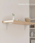 White Stainless Steel Shelf Bracket For Wall Mounted Floating Shelves with decor in home setting