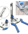 Nail Ring Pliers Kit With Stainless Snap Ring Pliers And 1200 Galvanized Nails for hog rings fence chicken coop poultry wire mesh garden cages, showing blue-handled pliers with nails and installation.