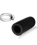 Solid Half Inch Silicone Hose End Plugs With Snug Quick Snap Clips For Vacuum Coolant Water Lines showing a black silicone hose plug and metal clamp.