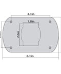 Dimensions diagram for Workhorse Plunge Wood Router With Edge Guide showing the base measurements and mounting screw positions.