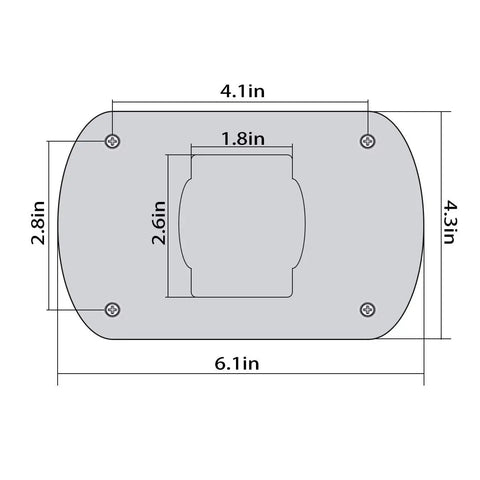 Dimensions diagram for Workhorse Plunge Wood Router With Edge Guide showing the base measurements and mounting screw positions.