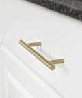 Gold Champagne Euro Bar Cabinet Handles 7 And 3 Eighths Inch Long 5 Inch Hole Center One Half Inch Diameter 25 Pack With Screws