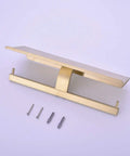 Dual Roll Toilet Paper Holder With Phone Shelf In 304 Stainless Steel Rust Proof Brushed Gold Finish Dope Modern Luxury Look Two Roll Capacity And Handy Phone Storage Wall Mounted Bathroom Dispenser Easy Install along with screws.