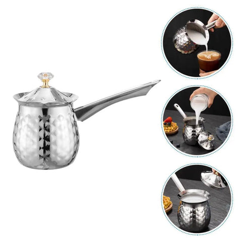 Turkish Coffee Pot Cezve Ibrik 200ml Stainless Steel Stove Top Brewer With Spout for espresso and traditional Turkish coffee making.