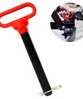 Heavy Duty 1 Inch Trailer Hitch Pin With Red Rubber Coated Handle, 7-1/2 Inch Usable Length, Secure Clip For Tractors, Trailers And Farm Implements