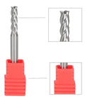 Five Pack 5/32 Inch Helix Carbide End Mill TiAlN Coated Four Flute Upcut CNC Spiral Router Bit in red holder