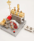 Old School Steam Engine Model That Really Works With Boiler And Reversible Horizontal Design Includes Generator And Vintage Lamp For Realistic Hands On STEM Learning And A Fun Gift For Adults, 18x18x20 cm, metal