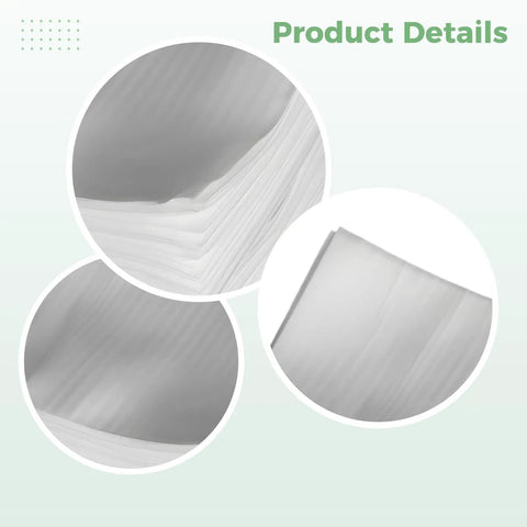 Set Of 100 Cushioned Foam Bags 11.8 By 11.8 Inches White With Protective Film For Moving And Shipping, texture and layers visible.