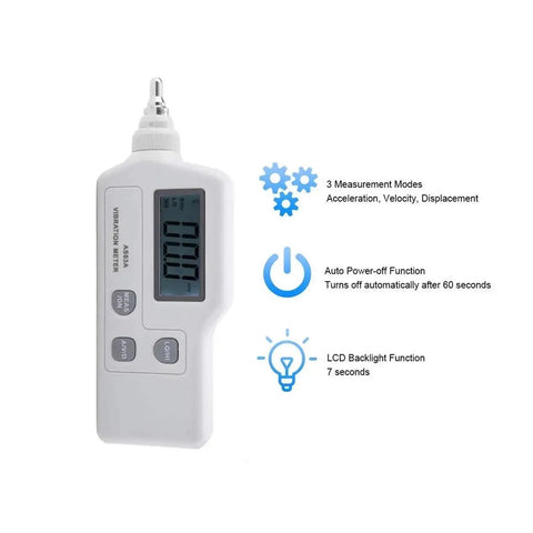 Portable Vibration Meter AS63A Vibrometer For Quick Acceleration, Displacement And Vibration Readouts, handheld analyzer with LCD display