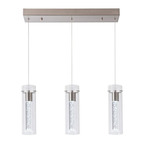 Pendant Lights For Kitchen Island With Remote Control, Dimmable And Color Temperature Adjustable, Brushed Nickel Finish, Clear Cylinder