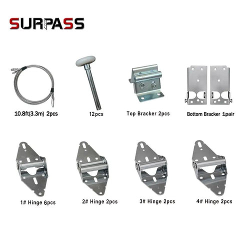 Heavy Duty Garage Door Hardware Kit With Reinforced Nylon Rollers And Bearings Rust Resistant Galvanized Hinges Top Brackets