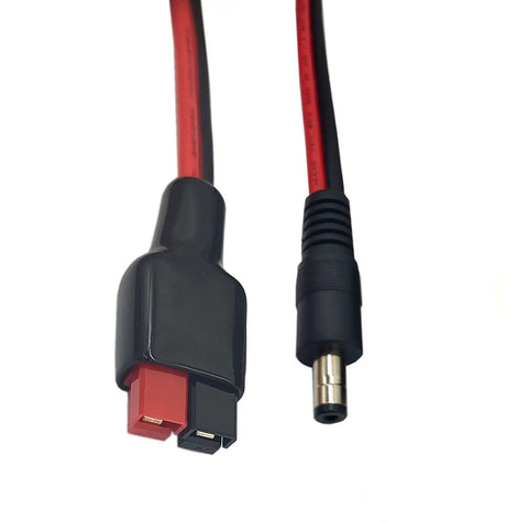Heavy Duty 14 Gauge Power Extension Cable With Anderson Powerpole To Cigarette Lighter Plug For Generators Solar Panels And Backup Batteries No Sweat Hookup Beefy Copper Wire, close-up of connectors.