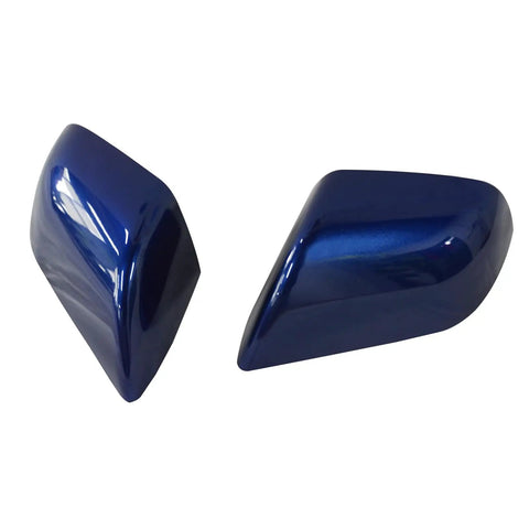 Rad Blue Pair For Left And Right Side Mirror Lower Covers Snap Tight In Place For Your Tesla Model 3 2017 Through 2021 showing glossy blue aftermarket covers.