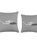Glider Throw Pillow With Pilot Plane Theme For Flying Buffs Soaring Gliding Sailplane Art Gift Idea shown in two sizes
