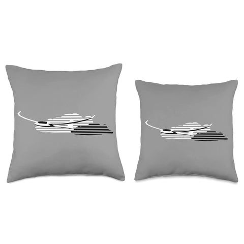 Glider Throw Pillow With Pilot Plane Theme For Flying Buffs Soaring Gliding Sailplane Art Gift Idea shown in two sizes