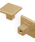 Square kitchen cabinet knobs 10 pack 1-3/16 inch matte black handles shown from side and front view