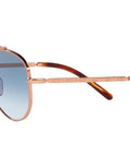 Dope Unisex Aviator Sunglasses Rose Gold Frames With Clear Gradient Blue Lenses 58mm side view display