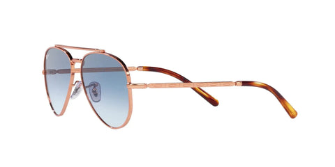 Dope Unisex Aviator Sunglasses Rose Gold Frames With Clear Gradient Blue Lenses 58mm side view display