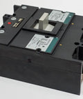Heavy Duty Industrial Circuit Breaker With Fixed Thermal Magnetic Protection 250 Amp Four Pole Switch 600 Volt AC shown from an angle.