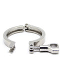 Stainless steel 2.5-inch tri-clamp with wing-nut; clamp ring for 77.5mm sanitary flange (single pin)