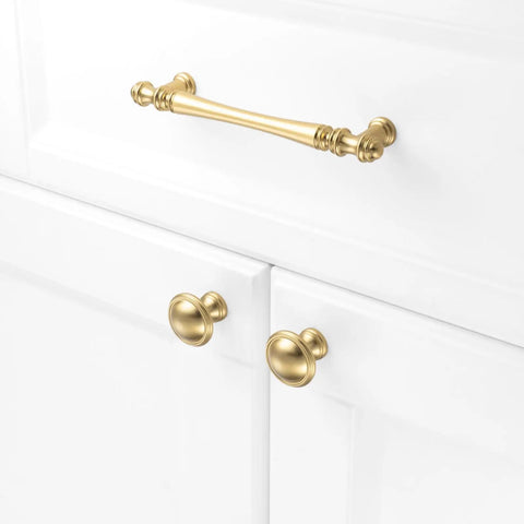 10 Pack One And A Quarter Inch Brushed Gold Cabinet Knobs For Cabinets Drawers Dressers Cupboards Sturdy Solid Metal Hardware