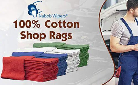 Lint Free 14x14 Shop Towels 25 Pack 100% Cotton Commercial Grade Red Rags for Auto Mechanics Pro Grade Durable Visible