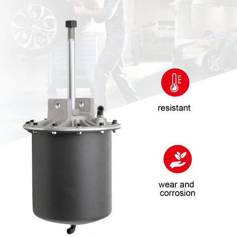 Universal Tire Changer Machine With Bead Breaker Cylinder for Car Tire Repairs, shown with aluminum cylinder and durability icons