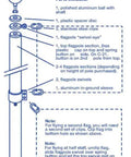 Diagram of Defender Inground Flag Pole Kit with swivel, showing sectional assembly and parts list, built for outdoors with dual flag holder.