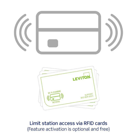 RFID card feature for Beefy Level 2 EV Charger With 48 Amp Output And 11.6 kW Power, 18 Foot Cable, Indoor Outdoor Hardwired EV Station.