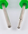 Close-up of 3.8mm and 4.5mm bits with green handle from Gamer's Must Have Security Screwdriver Set for Nintendo, Sega consoles.