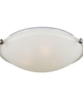 Clip Three Light Ceiling Flush Mount Modern Light Fixture In Brushed Nickel With Satin Etched Glass Diffuser, 3 Light Wet Location Ceiling Light