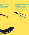 Close-up of wiring for Heavy Duty 12W LED Lathe Drill CNC Machine Light with Long Arm, showing length and connection instructions.