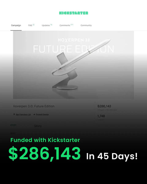 Hoverpen Future Luxury Fountain And Rollerball Pen Gift Set Kickstarter campaign funded image.