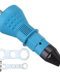 Cordless Rivet Gun Adapter Kit For Drill Rivet Nut Tool Attachments With 2.4mm 3.2mm 4.0mm 4.8mm Nozzles in blue