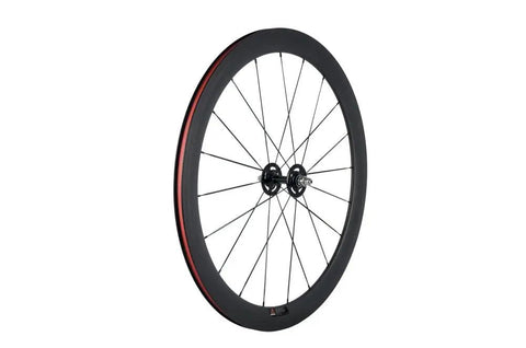 50mm Carbon Fiber Track Wheel Set Matte Finish 3K Fixed Gear Wheelset With Cog, side view showcasing lightweight spokes